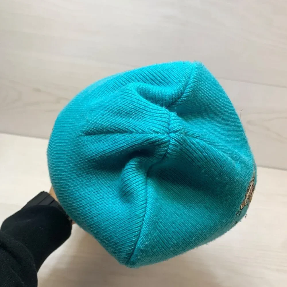 Y2K‎ Bobby Jack Girls Knit Beanie Hat Blue Monkey Embroidered Knit Retro